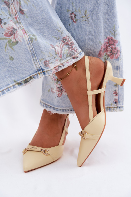 Sandálias femininas com salto Ze Szpiczastymi Noskami cor amarela Felessa