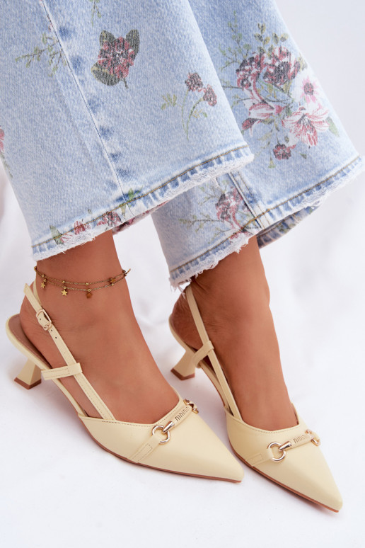 Sandálias femininas com salto Ze Szpiczastymi Noskami cor amarela Felessa