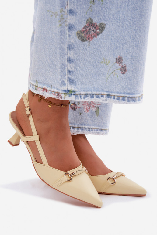 Sandálias femininas com salto Ze Szpiczastymi Noskami cor amarela Felessa