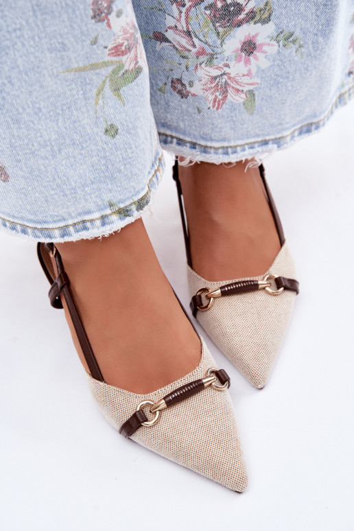 Sandálias femininas com salto Ze Szpiczastymi Noskami marrom-bege Felessa