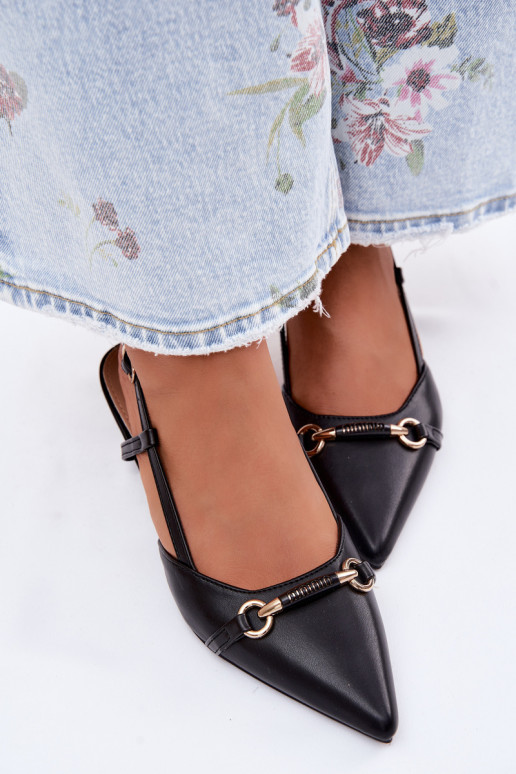 Sandálias femininas com salto Ze Szpiczastymi Noskami cor preta Felessa