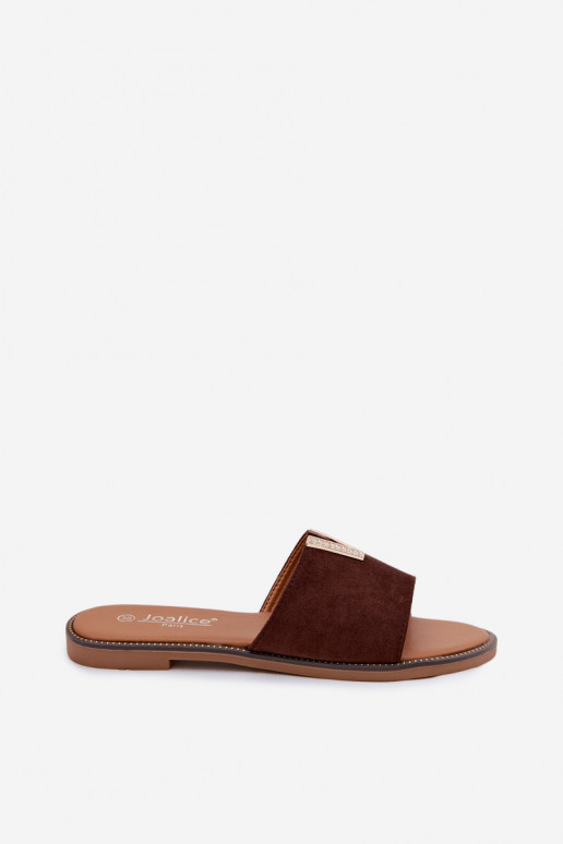 Chinelos Apartamento feminino Com decorações Detalem V CzekoladoParae Nelmira