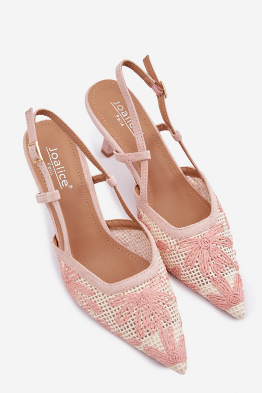 Sandálias de salto alto com flores cor rosa Kelmira