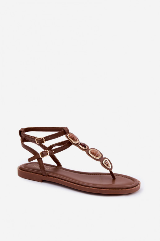 Sandálias femininas marrons com detalhes bonitos Dorena