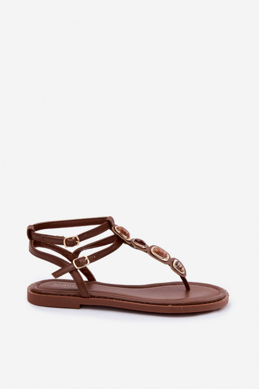 Sandálias femininas marrons com detalhes bonitos Dorena