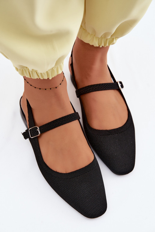  sandálias Bailarinas Feminino com alças cor preta Selrene