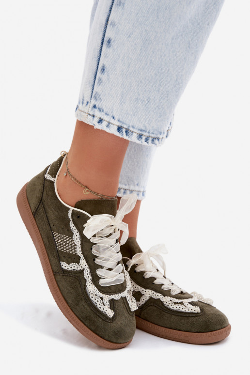 À modalo de tênis Feminino com renda cor verde Ilrene