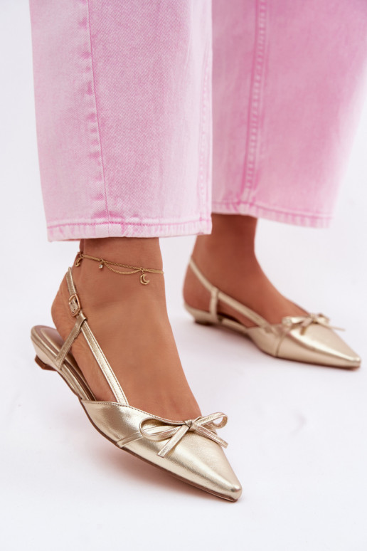 Sandálias femininasImitacji Skóry De salto baixo cor dourada Jelmera