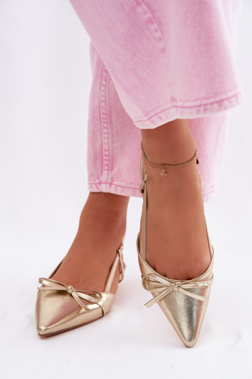 Sandálias femininasImitacji Skóry De salto baixo cor dourada Jelmera