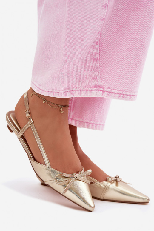 Sandálias femininasImitacji Skóry De salto baixo cor dourada Jelmera