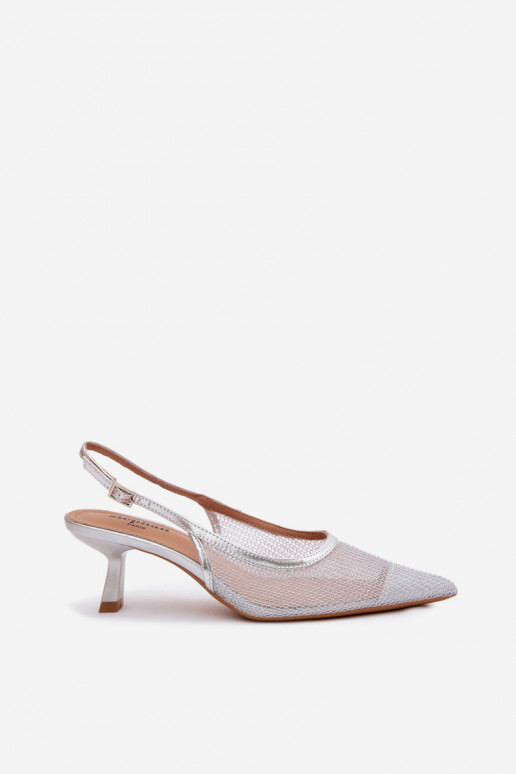 grade sandálias Habilitado Smukłym Obcasie cor prata Calora