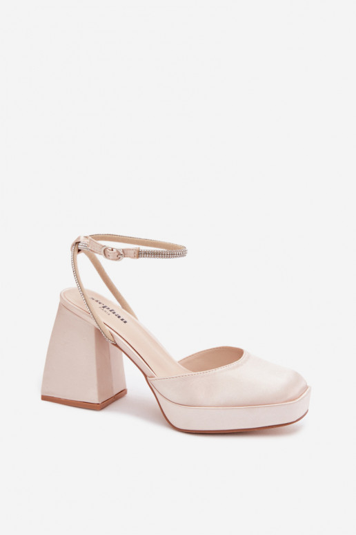 Sandálias femininas Em saltos enormes Typu Słupek Pasek com olhos brilhantes cor dourada Seraphina