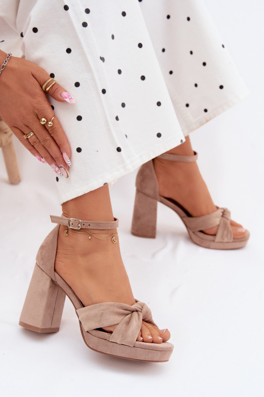 Sandálias femininas de salto altoImitacji de camurçau bege Rosetta