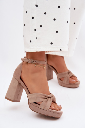 Sandálias femininas de salto altoImitacji de camurçau bege Rosetta 2