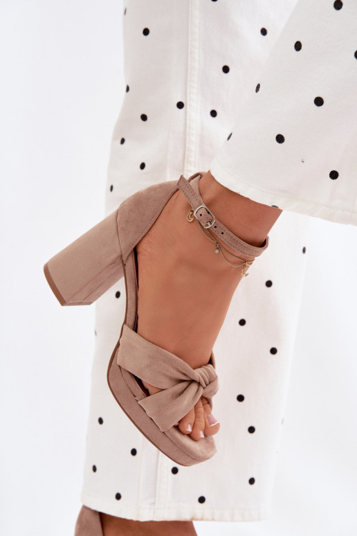 Sandálias femininas de salto altoImitacji de camurçau bege Rosetta