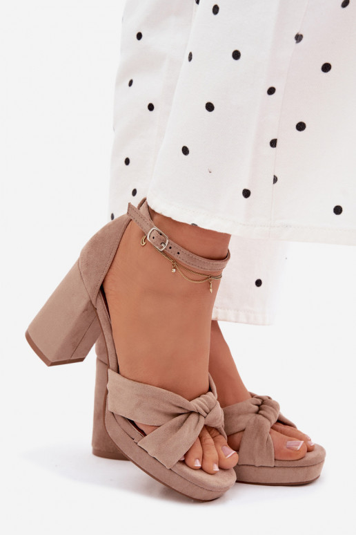 Sandálias femininas de salto altoImitacji de camurçau bege Rosetta