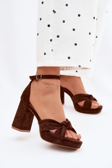 Sandálias femininas de salto altoImitacji de camurçau CzekoladoParae Rosetta 2