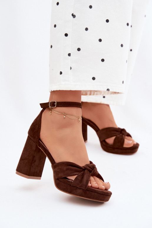 Sandálias femininas de salto altoImitacji de camurçau CzekoladoParae Rosetta