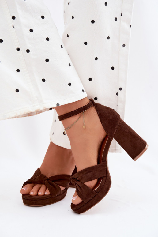 Sandálias femininas de salto altoImitacji de camurçau CzekoladoParae Rosetta