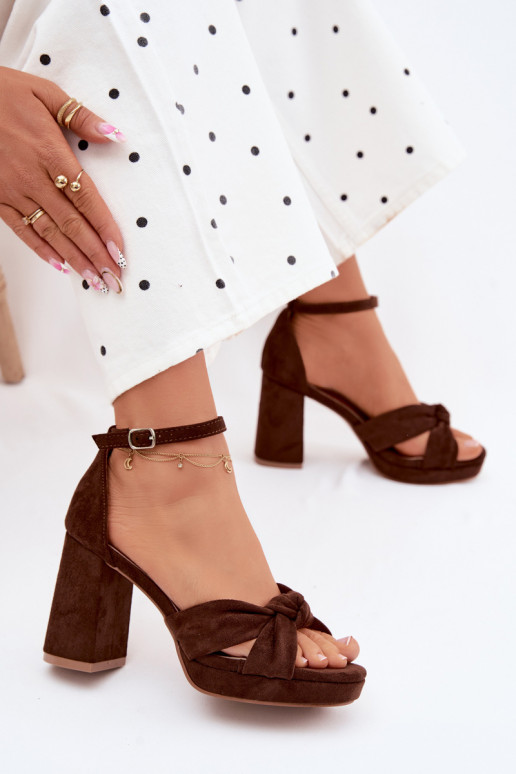 Sandálias femininas de salto altoImitacji de camurçau CzekoladoParae Rosetta