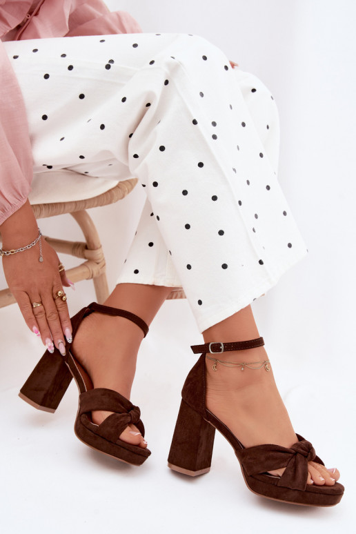 Sandálias femininas de salto altoImitacji de camurçau CzekoladoParae Rosetta