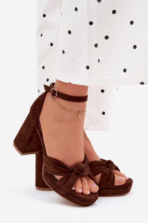 Sandálias femininas de salto altoImitacji de camurçau CzekoladoParae Rosetta