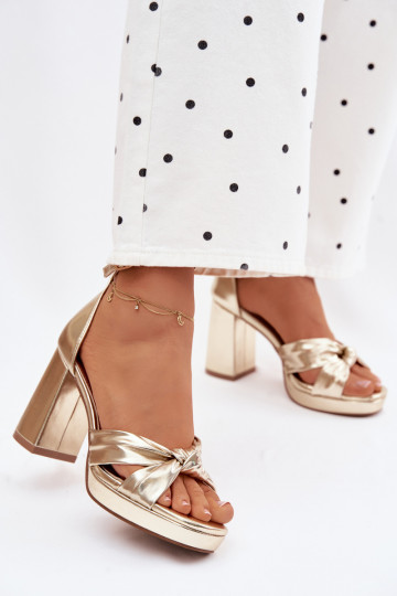 Sandálias femininas de salto altoImitacji Skóry cor dourada Rosetta