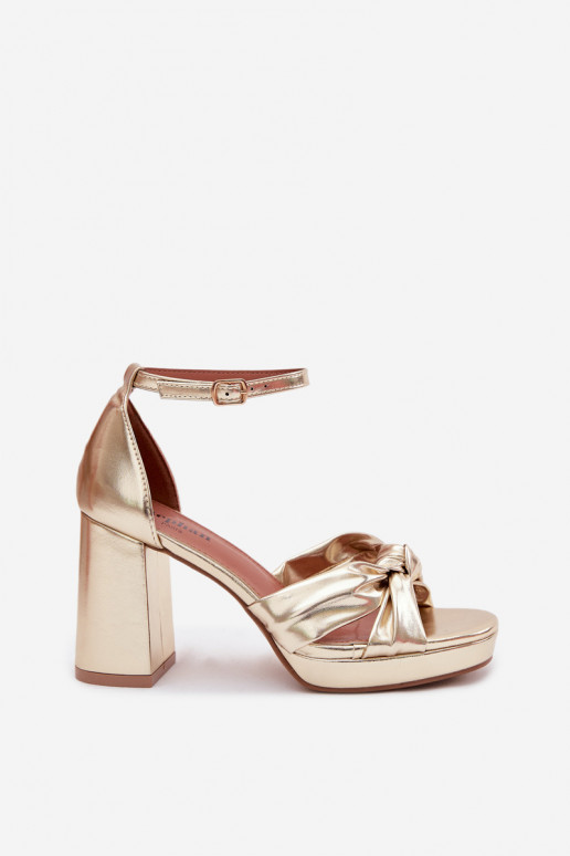 Sandálias femininas de salto altoImitacji Skóry cor dourada Rosetta