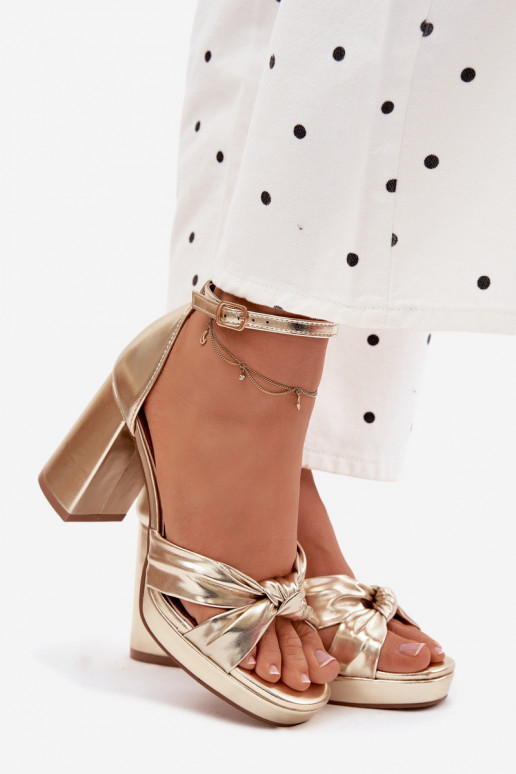 Sandálias femininas de salto altoImitacji Skóry cor dourada Rosetta