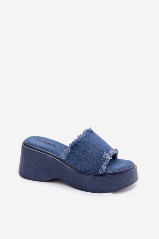 Chinelos de plataforma de denim para mulher Virelia