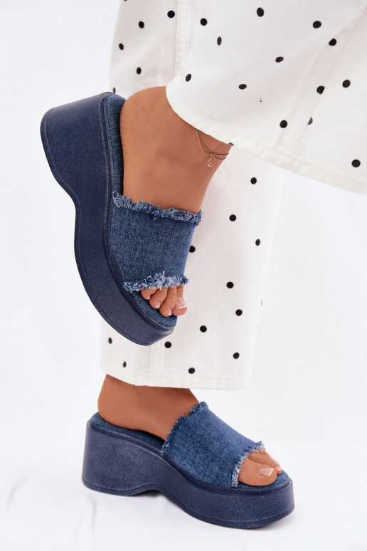 Chinelos de plataforma de denim para mulher Virelia