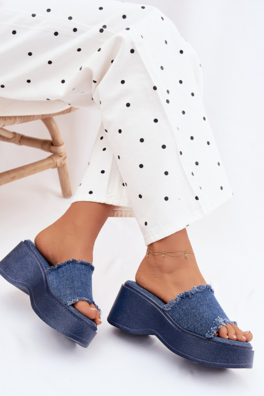 Chinelos de plataforma de denim para mulher Virelia