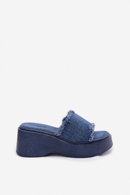 Chinelos de plataforma de denim para mulher Virelia