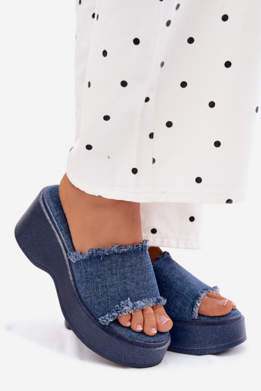 Chinelos de plataforma de denim para mulher Virelia