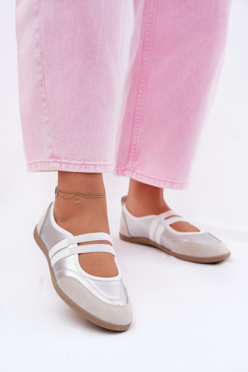 Bailarinas Estilo esportivoElastycznymi Paskami cor prata Donatella 2