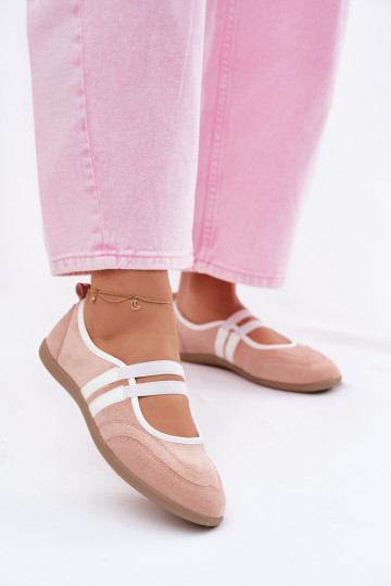 Bailarinas Estilo esportivoElastycznymi Paskami cor rosa Donatella 2