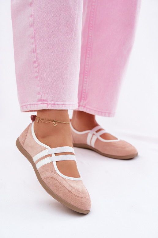 Bailarinas Estilo esportivoElastycznymi Paskami cor rosa Donatella