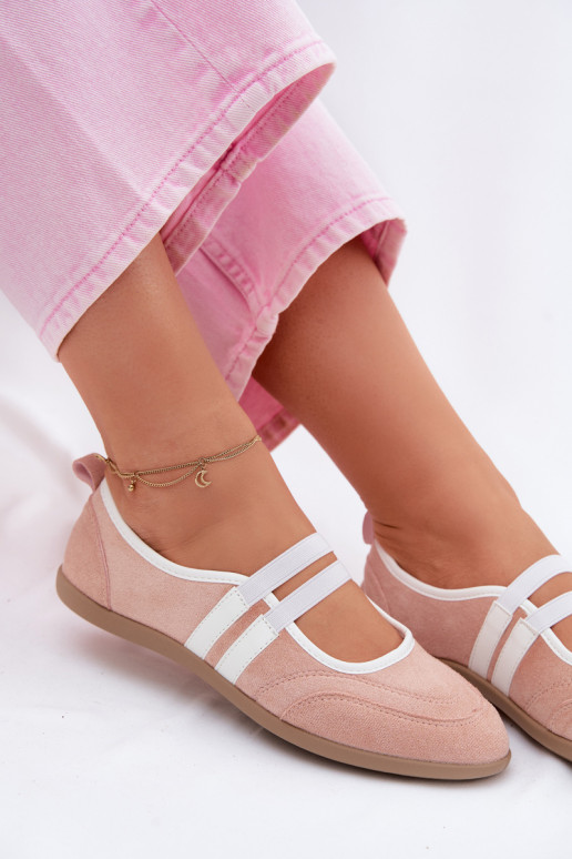 Bailarinas Estilo esportivoElastycznymi Paskami cor rosa Donatella