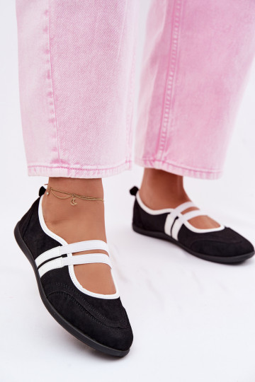 Bailarinas Estilo esportivoElastycznymi Paskami cor preta Donatella 2