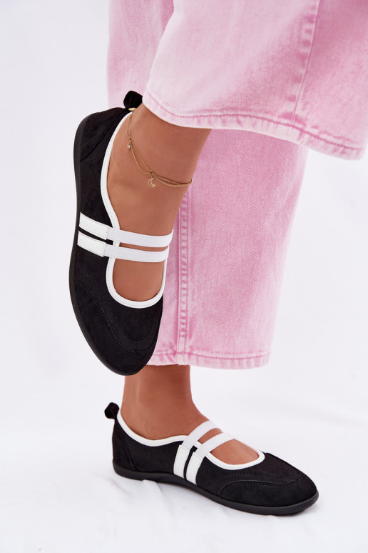 Bailarinas Estilo esportivoElastycznymi Paskami cor preta Donatella