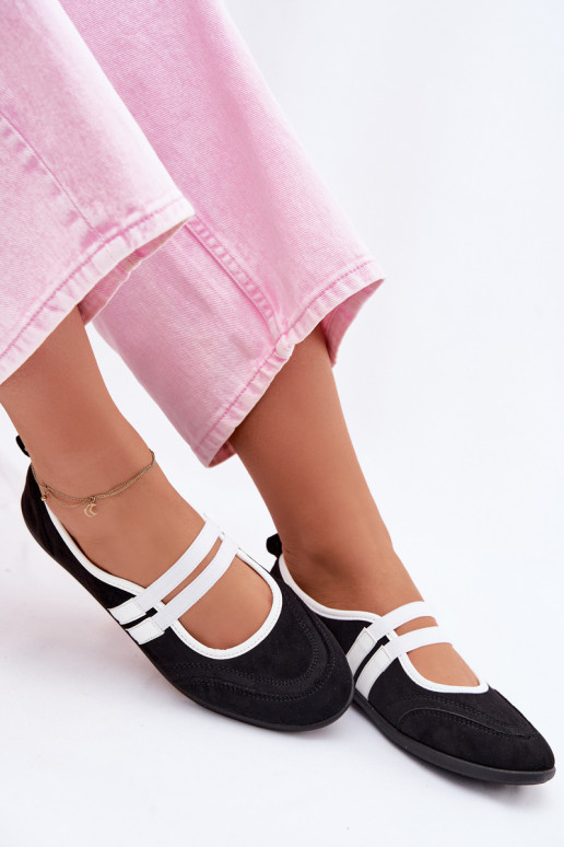 Bailarinas Estilo esportivoElastycznymi Paskami cor preta Donatella