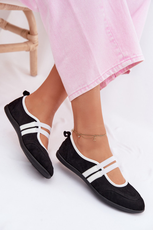 Bailarinas Estilo esportivoElastycznymi Paskami cor preta Donatella