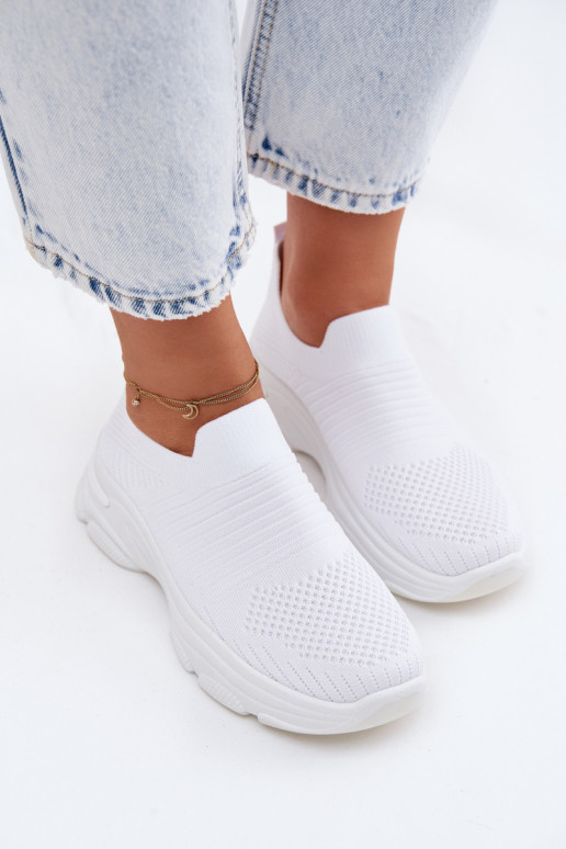 Ténis brancos femininos slip-on Floraine