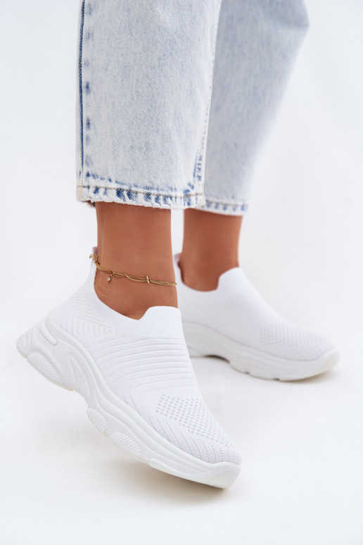 Ténis brancos femininos slip-on Floraine
