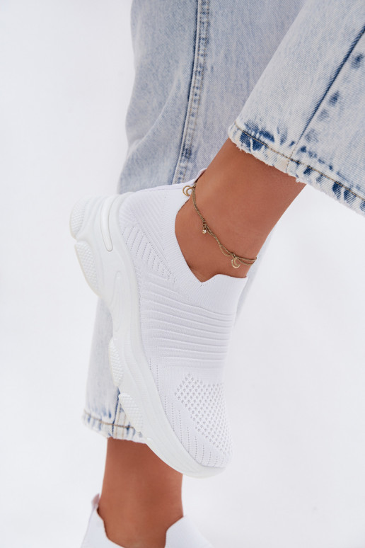 Ténis brancos femininos slip-on Floraine