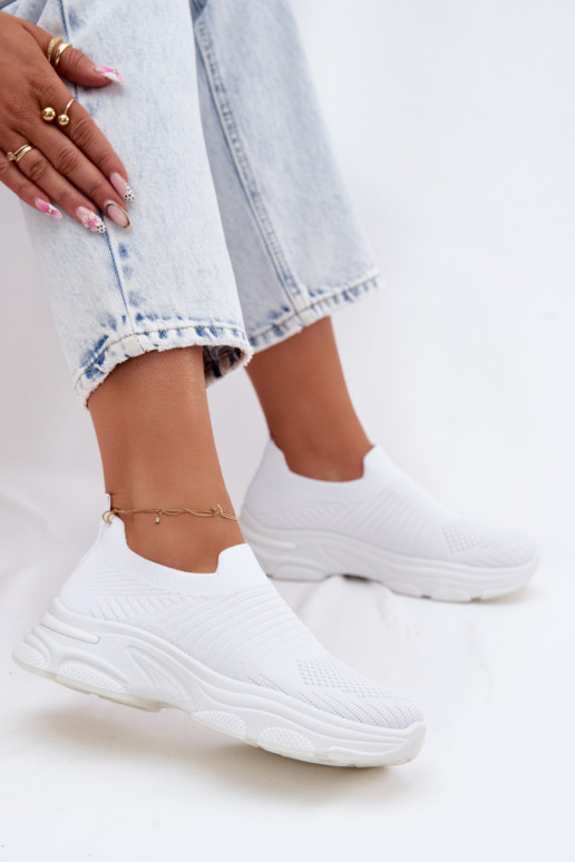Ténis brancos femininos slip-on Floraine
