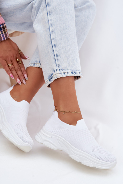 Ténis brancos femininos slip-on Floraine