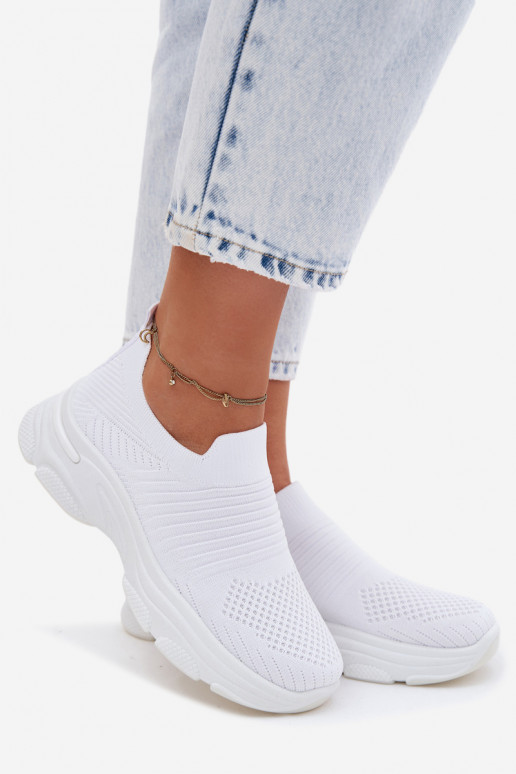 Ténis brancos femininos slip-on Floraine