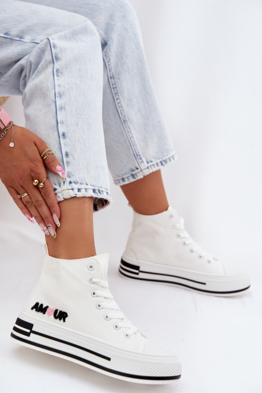 Sapatos de lazer Alto com uma plataforma cor branca Liline