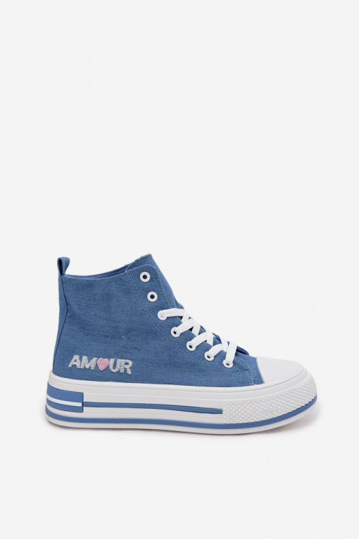 Sapatos de lazer Alto com uma plataforma cor azul Liline